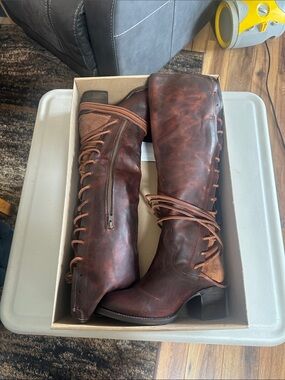 Freebird Boots Women’s Tall Lace-Up Leather Boots in Brown